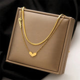 2 Layer Heart Love Charms Choker Necklace for Women