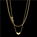 2 Layer Heart Love Charms Choker Necklace for Women