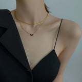 2 Layer Heart Love Charms Choker Necklace for Women