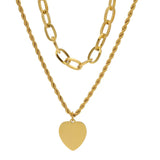 2 Layer Love Heart Charms Thick Chain Choker Necklace for Women