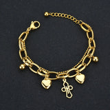 316L Stainless Steel 2 Layer Heart Cross Bracelet