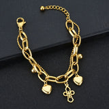316L Stainless Steel 2 Layer Heart Cross Bracelet