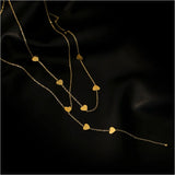 2-Layer Heart Tassel Chain Choker Necklace for Women
