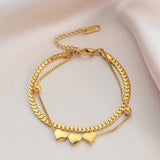 2-Layer Heart Beaded Charm Chain Bracelet for Women