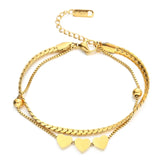 2-Layer Heart Beaded Charm Chain Bracelet for Women