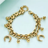 316L Stainless Steel 2 Layer Charm Bracelet for Women