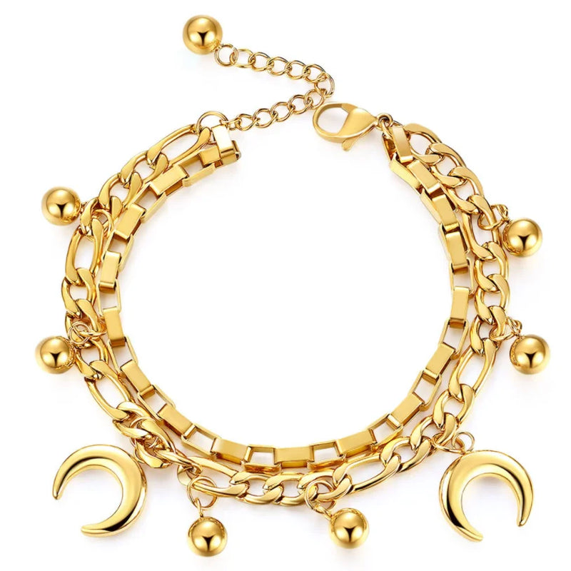 316L Stainless Steel 2 Layer Charm Bracelet for Women