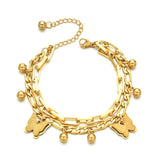 316L Stainless Steel 2 Layer Charm Bracelet for Women
