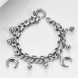 316L Stainless Steel 2 Layer Charm Bracelet for Women
