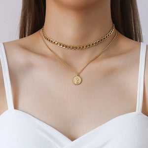 2 Layer Queen Avatar Charms Choker Necklace