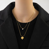 2 Layer Separable Zircon Heart Charms Chain Choker Necklaces For Women
