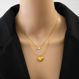 2 Layer Separable Zircon Heart Charms Chain Choker Necklaces For Women