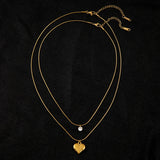 2 Layer Separable Zircon Heart Charms Chain Choker Necklaces For Women