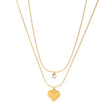 2 Layer Separable Zircon Heart Charms Chain Choker Necklaces For Women
