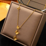 316L Stainless Steel Matte Butterfly Charms Chain Choker Necklace