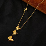 316L Stainless Steel Matte Butterfly Charms Chain Choker Necklace