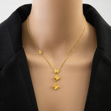 316L Stainless Steel Matte Butterfly Charms Chain Choker Necklace