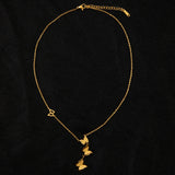 316L Stainless Steel Matte Butterfly Charms Chain Choker Necklace