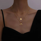 316L Stainless Steel Moon Stars Charms Chain Choker Necklace