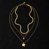 Layered Zircon Stars Choker Necklace for Women