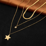 Layered Zircon Stars Choker Necklace for Women