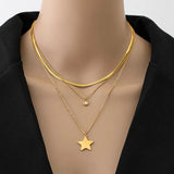 Layered Zircon Stars Choker Necklace for Women