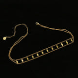 Chic 316L Stainless Steel 35cm 2 Layer Choker Necklace for Women