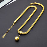 316L Stainless Steel Ball Tassel Charms Chain Choker Necklace