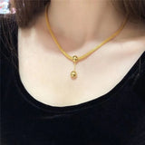 316L Stainless Steel Ball Tassel Charms Chain Choker Necklace