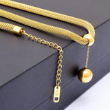 316L Stainless Steel Ball Tassel Charms Chain Choker Necklace