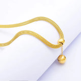 316L Stainless Steel Ball Tassel Charms Chain Choker Necklace