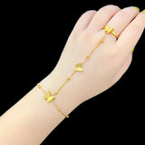 316L Stainless Steel Beaded Butterfly Charm Bracelet & Ring Combo