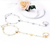 316L Stainless Steel Beaded Butterfly Charm Bracelet & Ring Combo