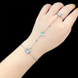 316L Stainless Steel Beaded Butterfly Charm Bracelet & Ring Combo