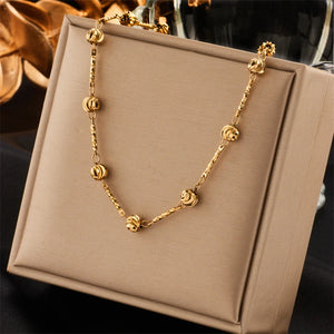 316L Stainless Steel Upscale Jewelry Carve Spherical Choker Necklace