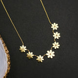 316L Stainless Steel Daisy Flower Charm Bracelet Anklet Necklace Set