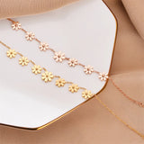 316L Stainless Steel Daisy Flower Charm Bracelet Anklet Necklace Set