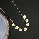 316L Stainless Steel Daisy Welding 7 Flowers Charm Choker Necklace