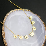 316L Stainless Steel Daisy Welding 7 Flowers Charm Choker Necklace