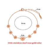 316L Stainless Steel Rose Daisy Chain Bracelet Bangle