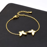 316L Stainless Steel Shell Butterfly Charms Chain Bracelets