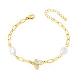 Butterfly Charm Shell Bracelet Thick Chain Bangle Women