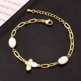 Butterfly Charm Shell Bracelet Thick Chain Bangle Women