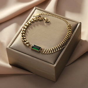 316L Stainless Steel Zircon Charm Chain Jewelry Set for Women