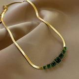 Zircon Snake Chain Choker Necklace Pendant