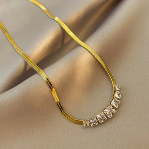316L Stainless Steel Zircon Snake Chain Choker Necklace