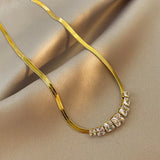 316L Stainless Steel Zircon Snake Chain Choker Necklace