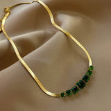 316L Stainless Steel Zircon Snake Chain Choker Necklace