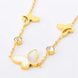 316L Stainless Steel Zircon Shell Butterfly Charm Bracelet for Women