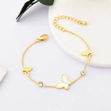 316L Stainless Steel Zircon Shell Butterfly Charm Bracelet for Women